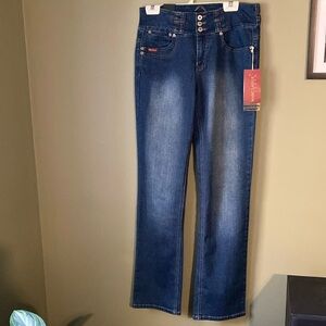 NWT Marc Lauge Dark Wash Women's Jeans. Straight Leg. Very long legs.
